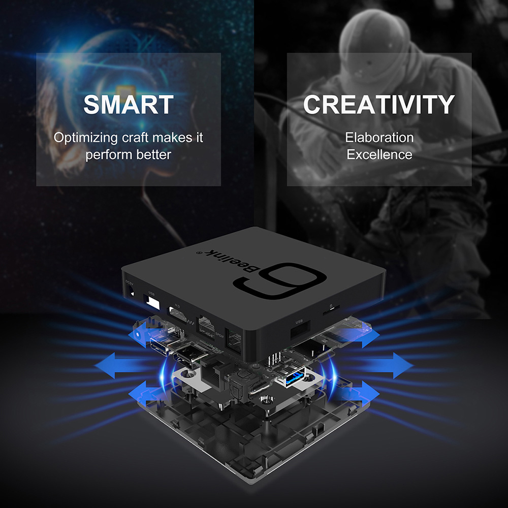 Beelink GS1 6K Android 7.1 Allwinner H6 2GB/16GB TV BOX 802.11AC WIFI Gigabit LAN HDMI Bluetooth USB3.0