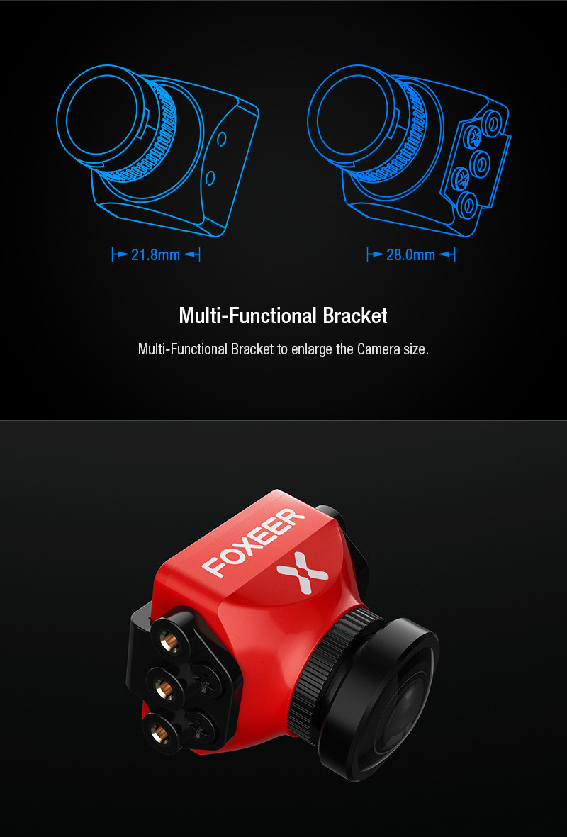 Foxeer Predator Mini S-WDR 1000TVL 2.5mm 4:3 Wide Voltage 5-40V FPV Camera PAL - Red