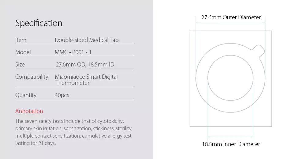 40PCS Xiaomi Mijia 3M Double-sided Medical Tape for Xiaomi Mijia Digital Baby Thermometer -White