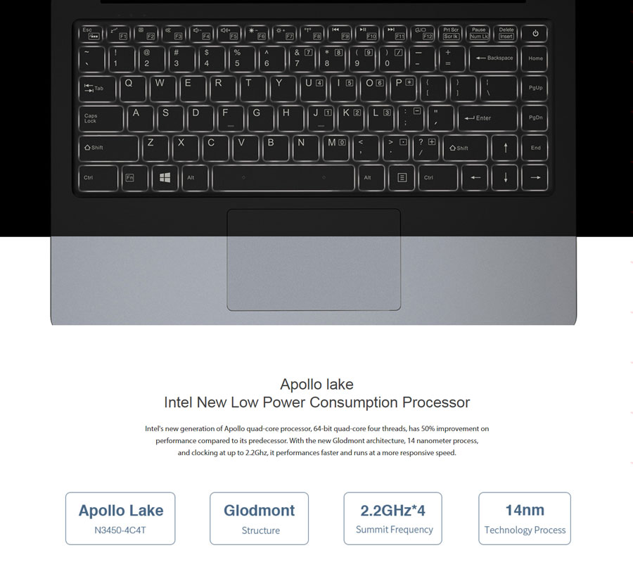 Chuwi Lapbook Air 14.1" Notebook Intel Celeron N3450 2.2GHz Quad Core 8GB 128GB N3450 Silver Windows 10 Home - Silver