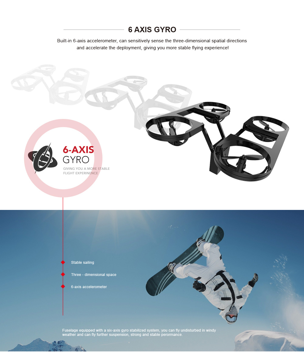 TYRC TY6 WIFI FPV Foldable Drone with 720P HD Camera Altitude Hold Mode RC Quadcopter BNF - Black