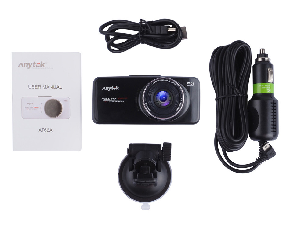 Anytek AT66A Novatek 96650 AR0330 2.7 inch Dash Camera 1080P 170 Degree Wide Angle FHD Car Camcorder WDR G Sensor Car DVR - Black