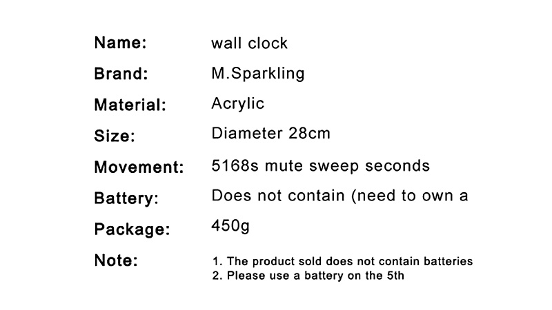 M.Sparkling HC007 3D Acrylic Retro Wall Clock Home Decoration -Black+White