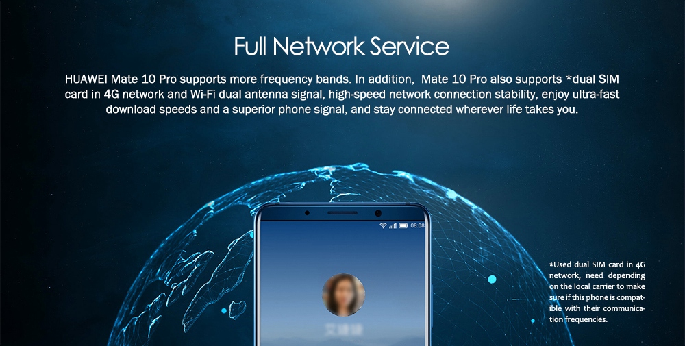 HUAWEI Mate 10 Pro 6.0 Inch Smartphone 2K OLED Full Screen Android 8.0 6GB 64GB Kirin 970 20.0MP + 12.0MP Dual Rear Cam 4000mAh Four-sided Curved Glass Body - Rose Gold