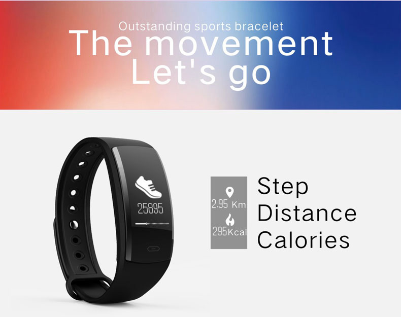 QS 90 Smartband Nordic 52832 Heart Rate Monitor Multi-language Calorie Calculation 0.96' HD OLED Bluetooth 4.0 - Black