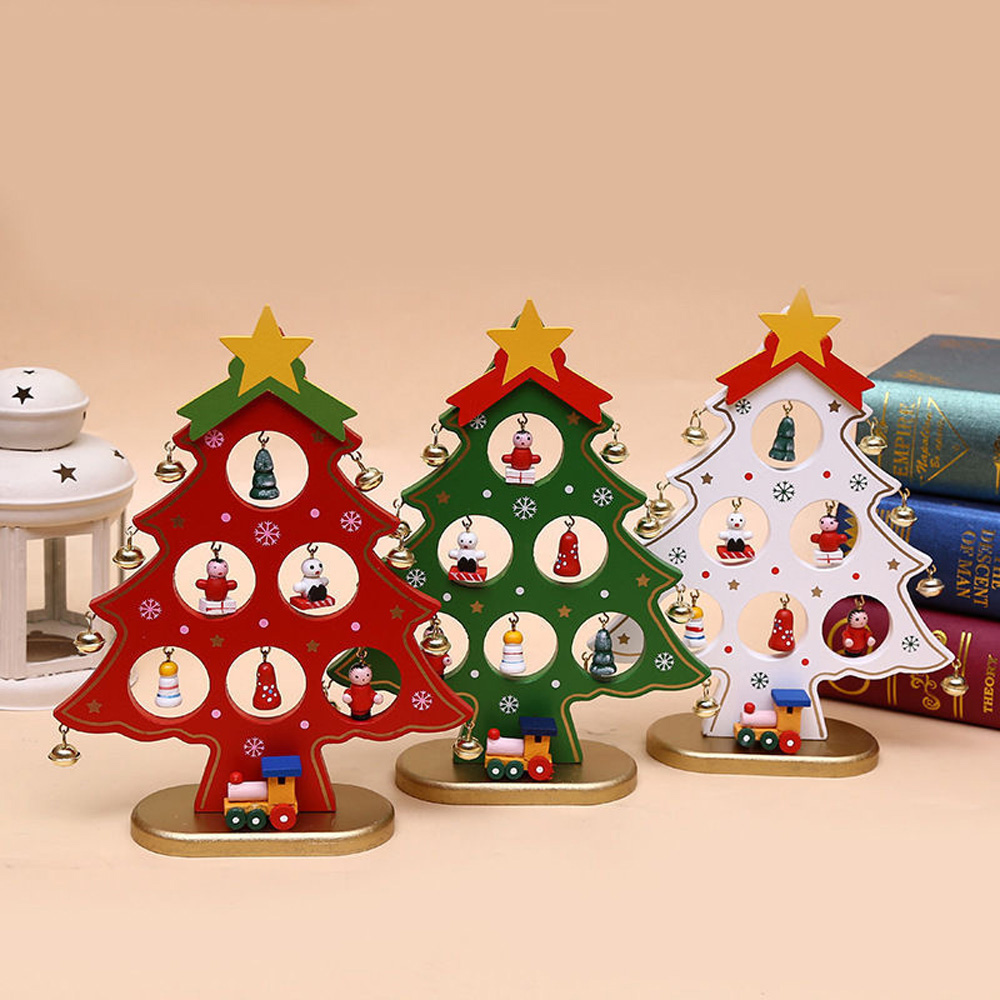 DIY Wooden Christmas Tree Christmas Ornament Gift for Xmas Party Decoration - White