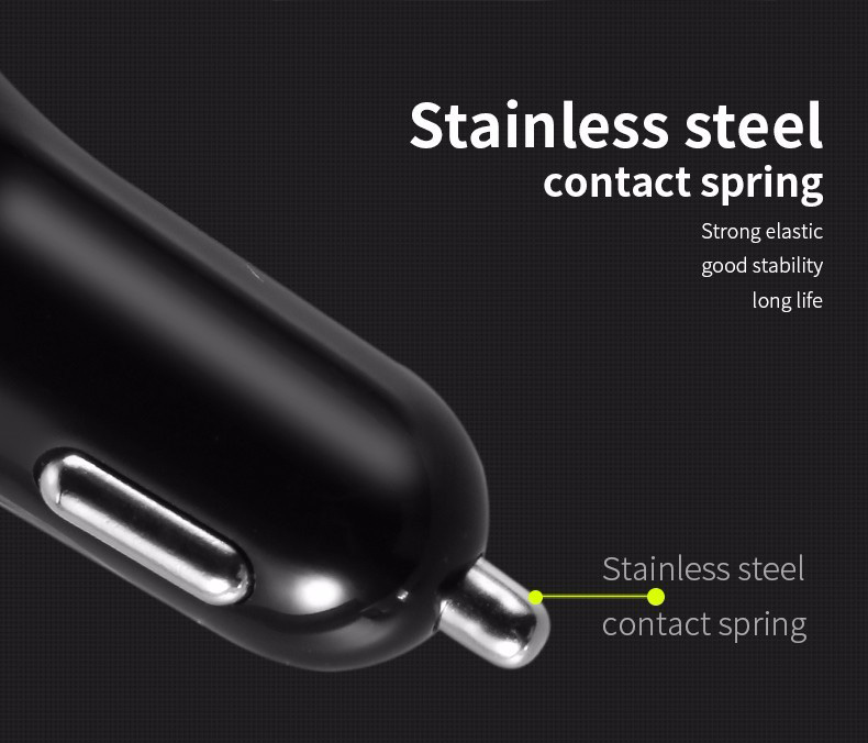 Benks 2 in 1 Car Charger Dual USB With Wireless Bluetooth 4.1 Earphone Headphone 5V 2.4A Fast Charging Car Adapter - Black