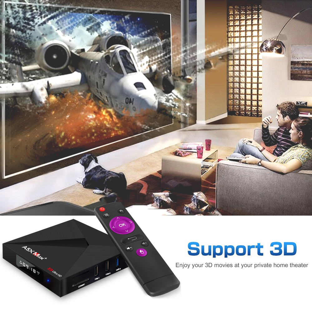 A5X MAX+ KODI 18.0 Android 7.1.1 4GB/32GB RK3328 4K HDR TV Box 802.11AC WIFI Bluetooth 1000M LAN VP9 USB3.0