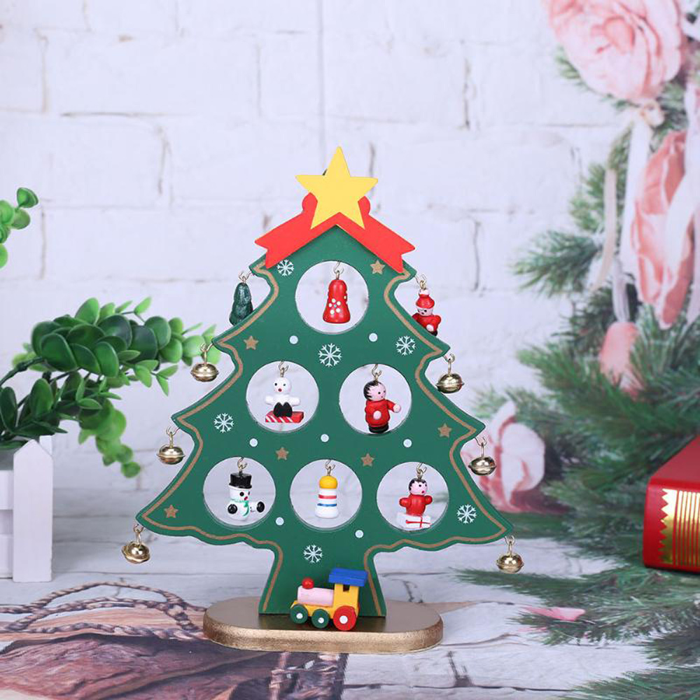 DIY Wooden Christmas Tree Christmas Ornament Gift for Xmas Party Decoration - White