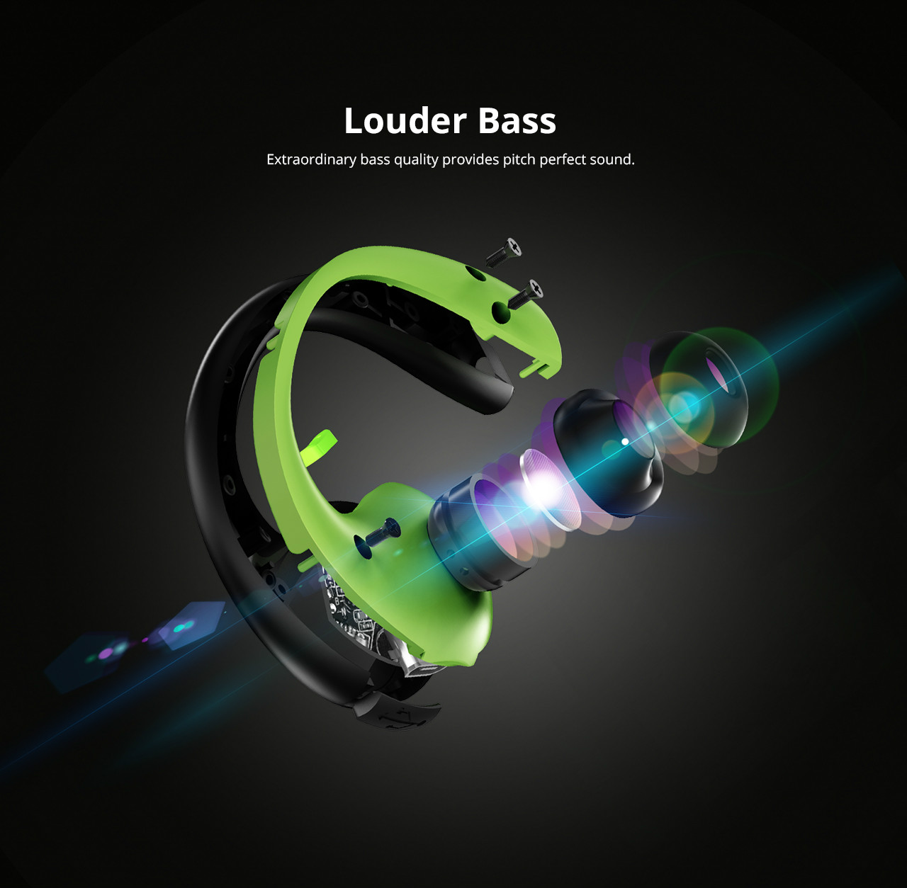 Tronsmart Encore Gleam Bluetooth Headphones with Mic LED lights IP66 Water-resistance - Green + Black