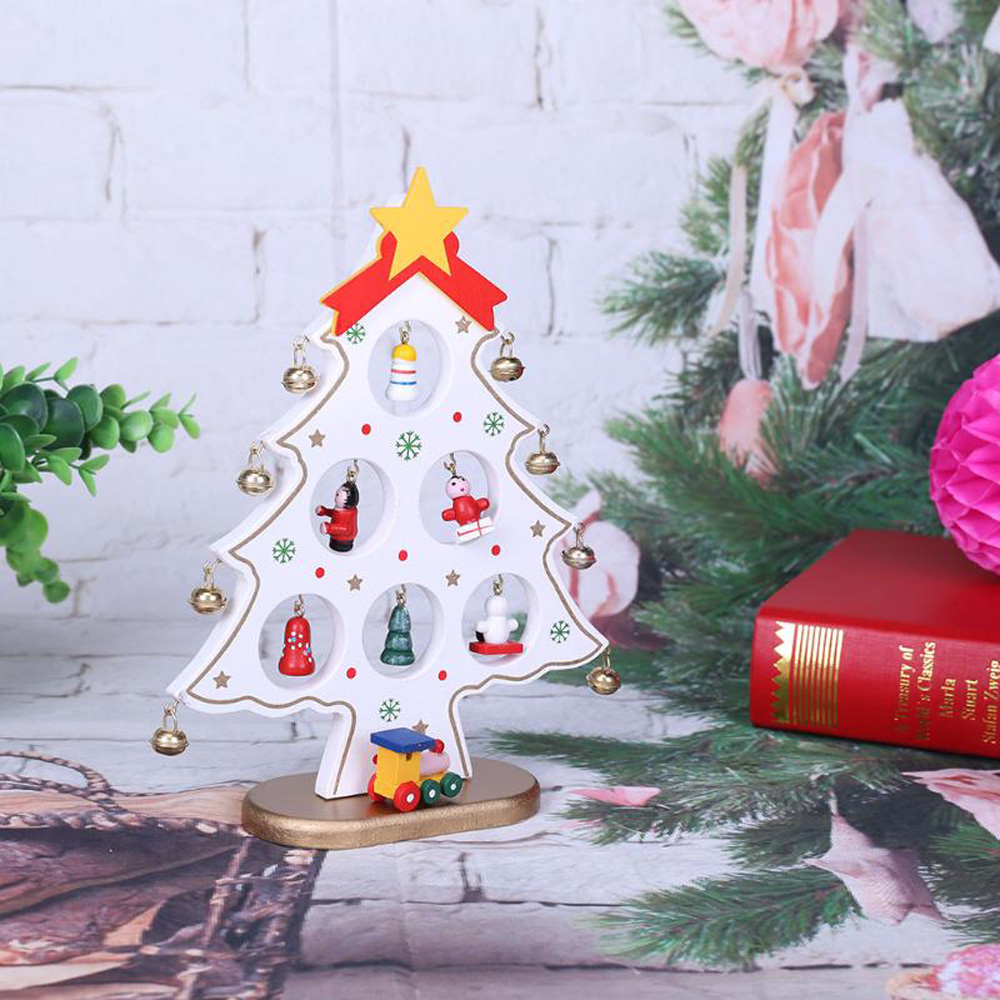 DIY Wooden Christmas Tree Christmas Ornament Gift for Xmas Party Decoration - White