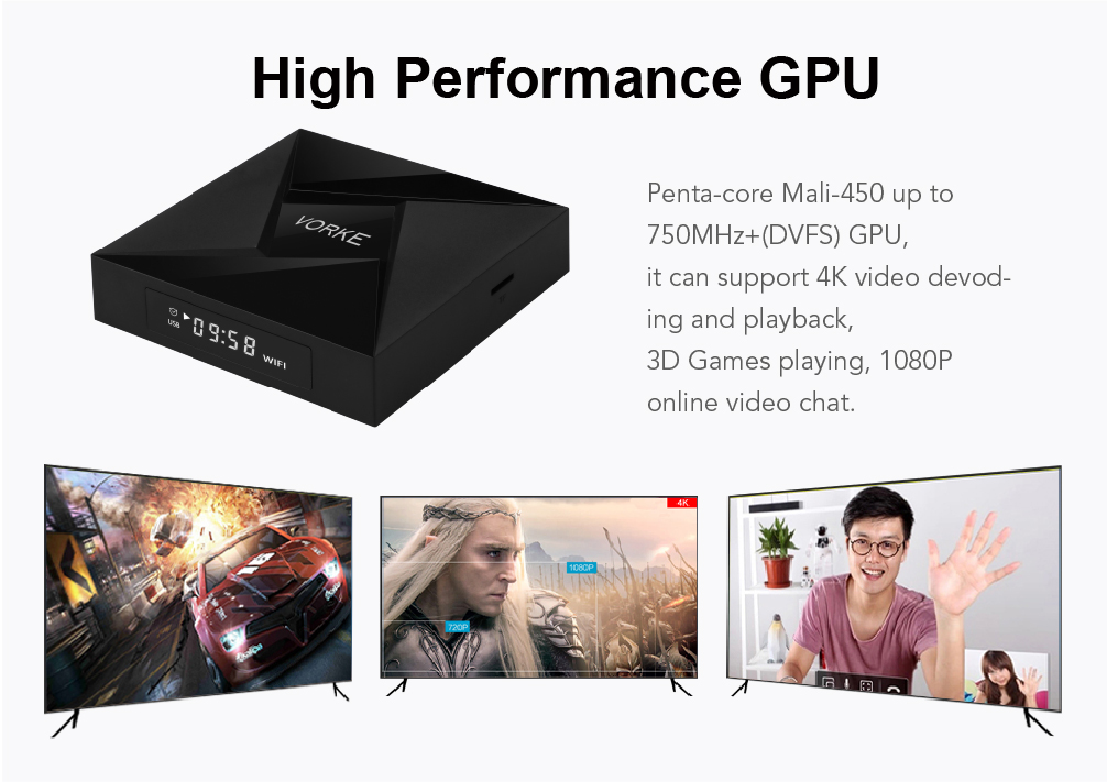 VORKE Z5 Android 7.1.2 2GB/16GB S905W 4K TV BOX ac WIFI Bluetooth KODI 17.4 Media Player LAN HDMI