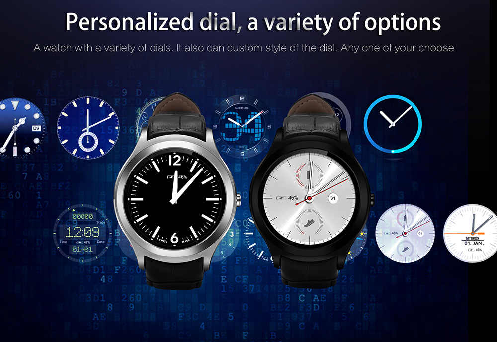 NO.1 D5 PRO 3G Smartwatch Phone Android 5.1 MTK6580 Quad Core 1GHz 1GB RAM 16GB ROM GPS Bluetooth 4.0 - Black