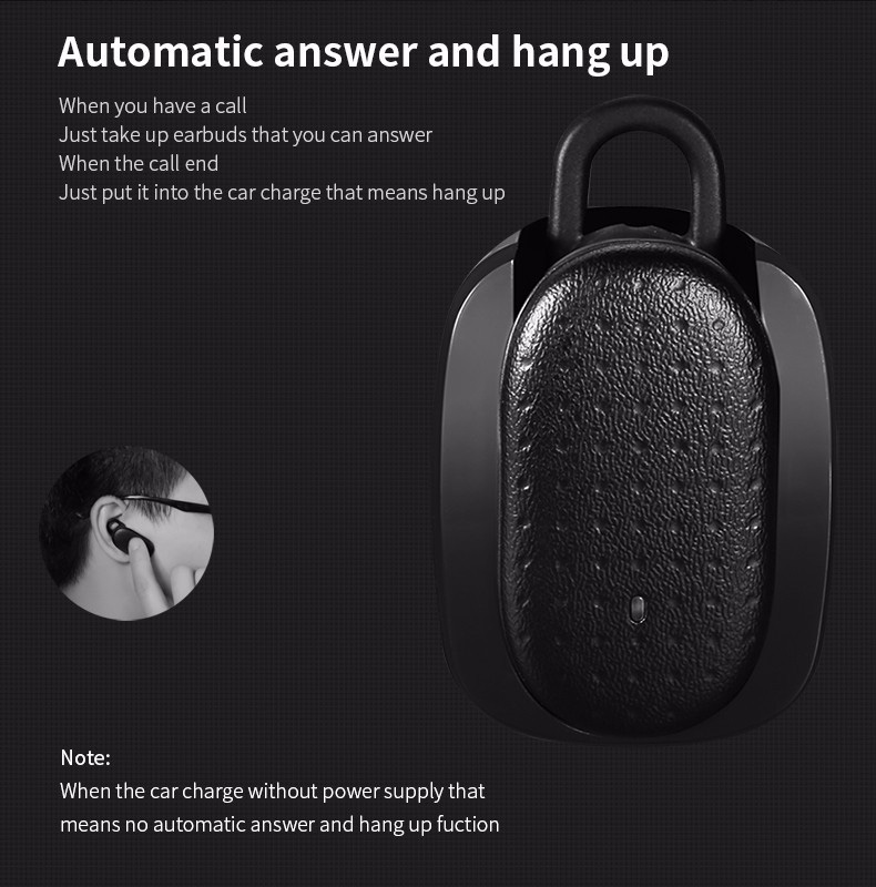 Benks 2 in 1 Car Charger Dual USB With Wireless Bluetooth 4.1 Earphone Headphone 5V 2.4A Fast Charging Car Adapter - Black