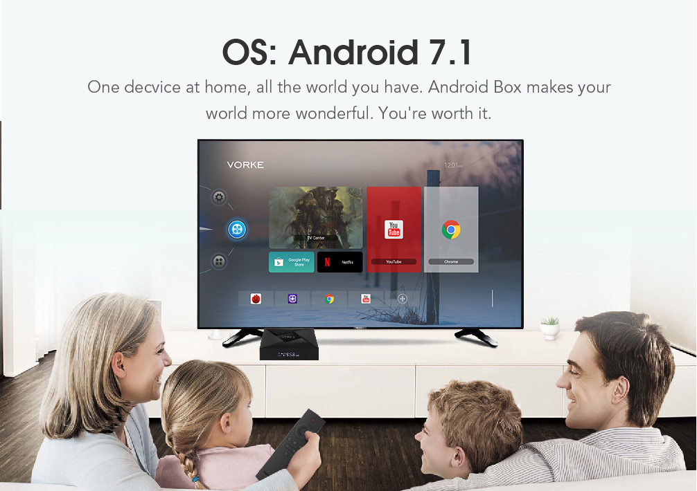 VORKE Z5 Android 7.1.2 2GB/16GB S905W 4K TV BOX ac WIFI Bluetooth KODI 17.4 Media Player LAN HDMI