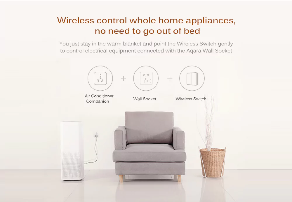 Xiaomi Aqara Smart Bedroom 7 in 1 Kit Air Conditioner Mate Humidity Sensor Body Sensor Wall Socket Wall Switch Wireless Switch(Zigbee Version)-White