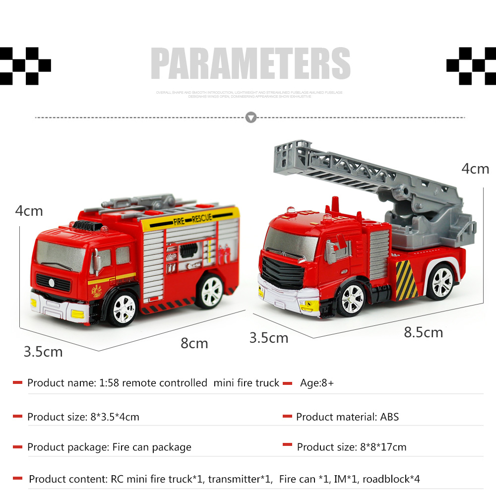 Shenqiwei 8027 40MHZ 1:58 Mini Ladder Fire Engine RC Car - RTR