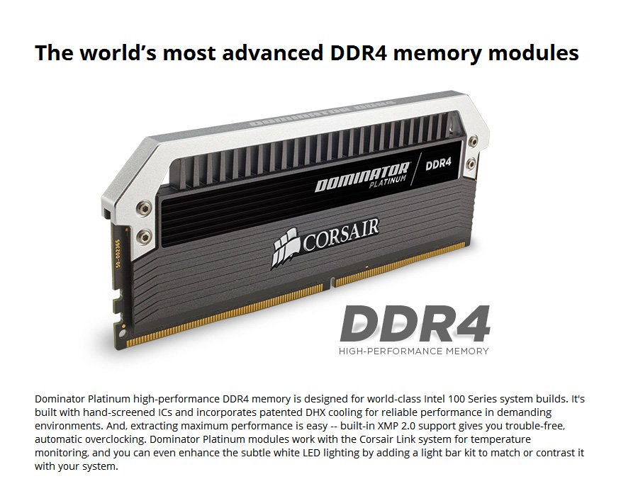 Corsair Dominator Platinum Series 2 x 8GB DDR4 Memory Modules DRAM 3200MHz (PC4-25600) C16 Memory Kit - Black