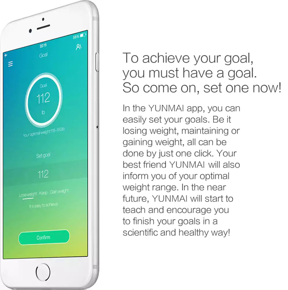 YUNMAI Premium M1301 Smart Body Fat Scale Bluetooth 4.0 APP Control Body Composition Monitor -White