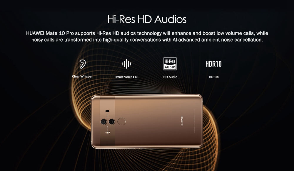 HUAWEI Mate 10 Pro 6.0 Inch Smartphone 2K OLED Full Screen Android 8.0 6GB 64GB Kirin 970 20.0MP + 12.0MP Dual Rear Cam 4000mAh Four-sided Curved Glass Body - Rose Gold
