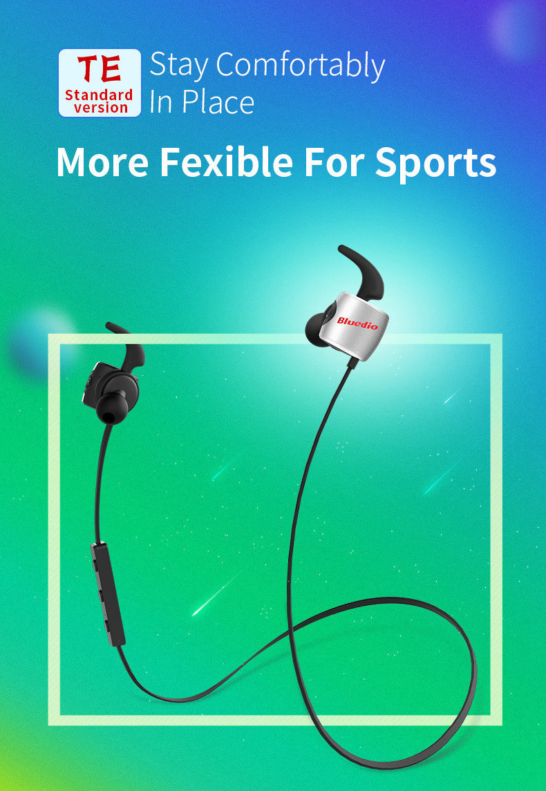Bluedio TE Wireless Bluetooth Sport Headphones with Mic Double-cavity Sweatproof - Red