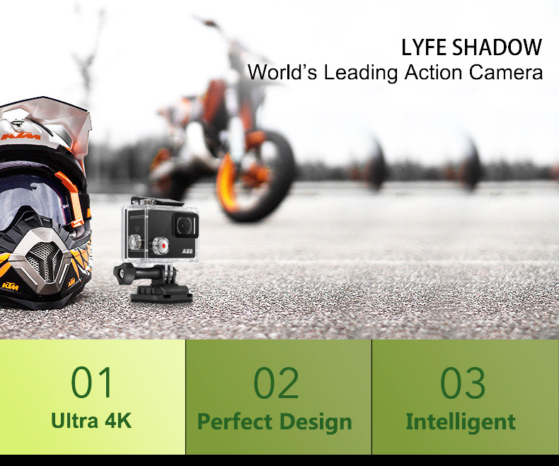 AEE LYFE SHADOW Ambarella A12 Sony IMX078 Diving Action Camera 4K 30FPS WiFi 140 Degree Wide Angle 1050mAh - Black