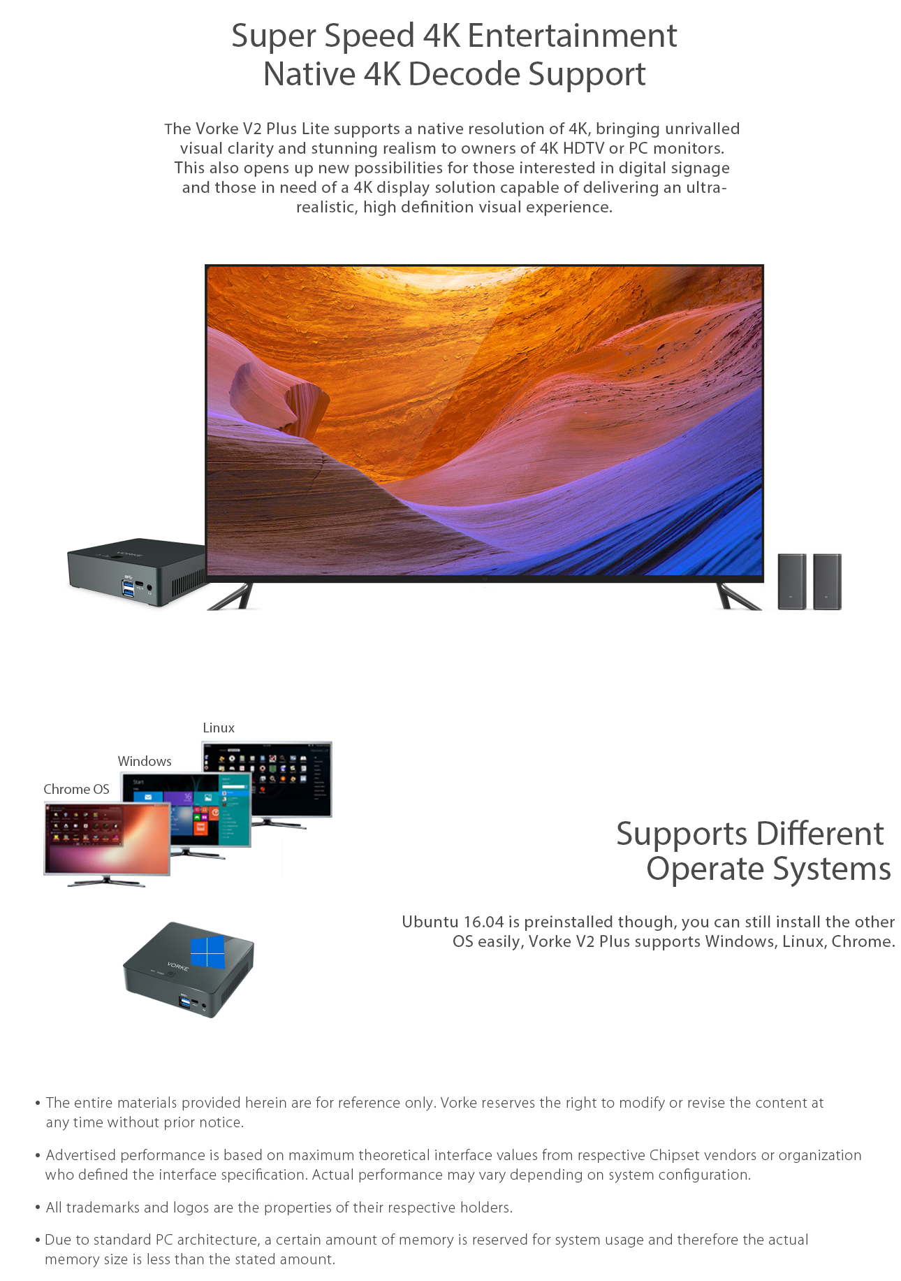 VORKE V2 Plus Lite Version Intel Skylake I5-7200U Ubuntu 16.04 8GB RAM 128GB SSD Mini PC AC WIFI Gigabit LAN HDMI USB 3.0