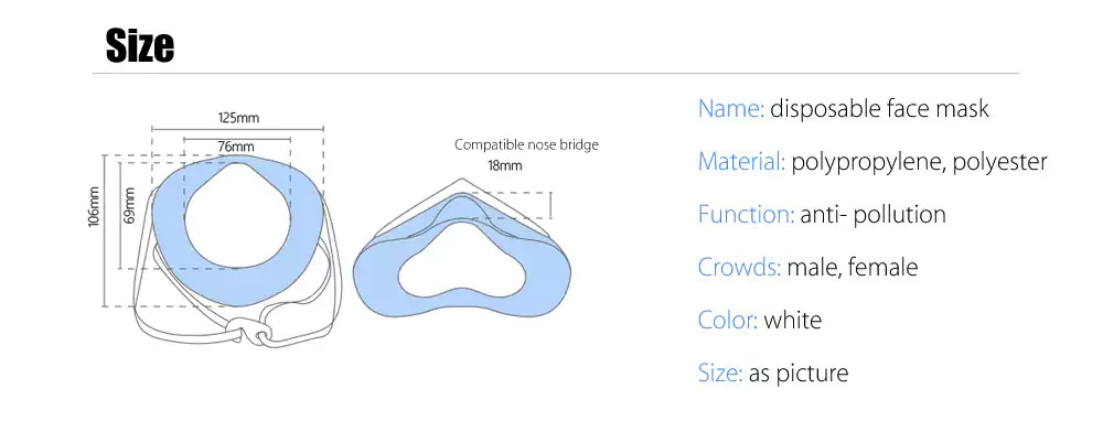 Xiaomi DD11V Cycling Face Mask Filter PM2.5 Respirator Car Exhaust Disposable Anti-haze Anti-pollution - White