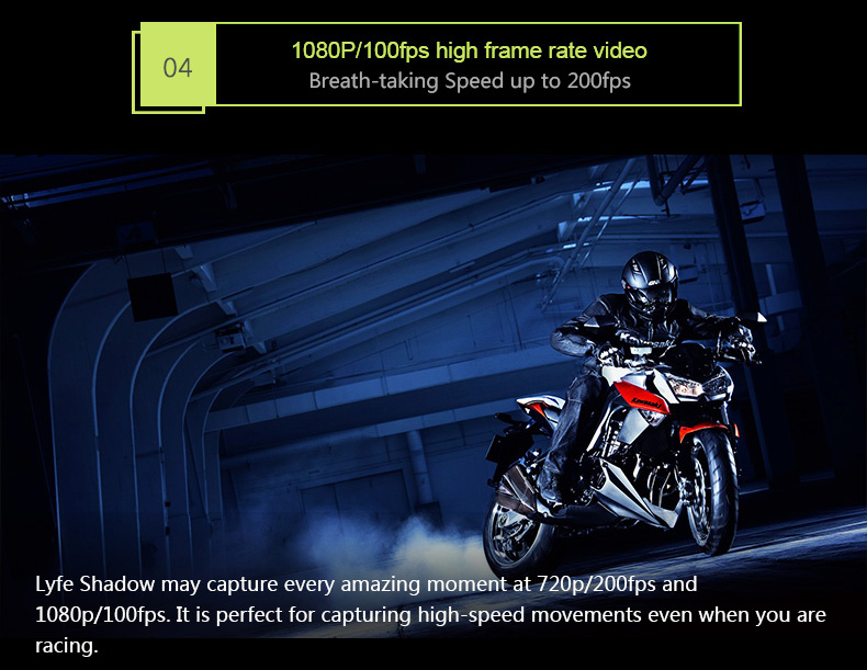 AEE LYFE SHADOW Ambarella A12 Sony IMX078 Diving Action Camera 4K 30FPS WiFi 140 Degree Wide Angle 1050mAh - Black