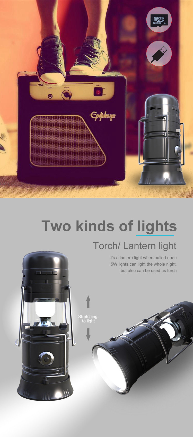 X5 Multi-functional Outdoor Bluetooth Speaker Light Call Reminder FM Radio Power Bank - Black