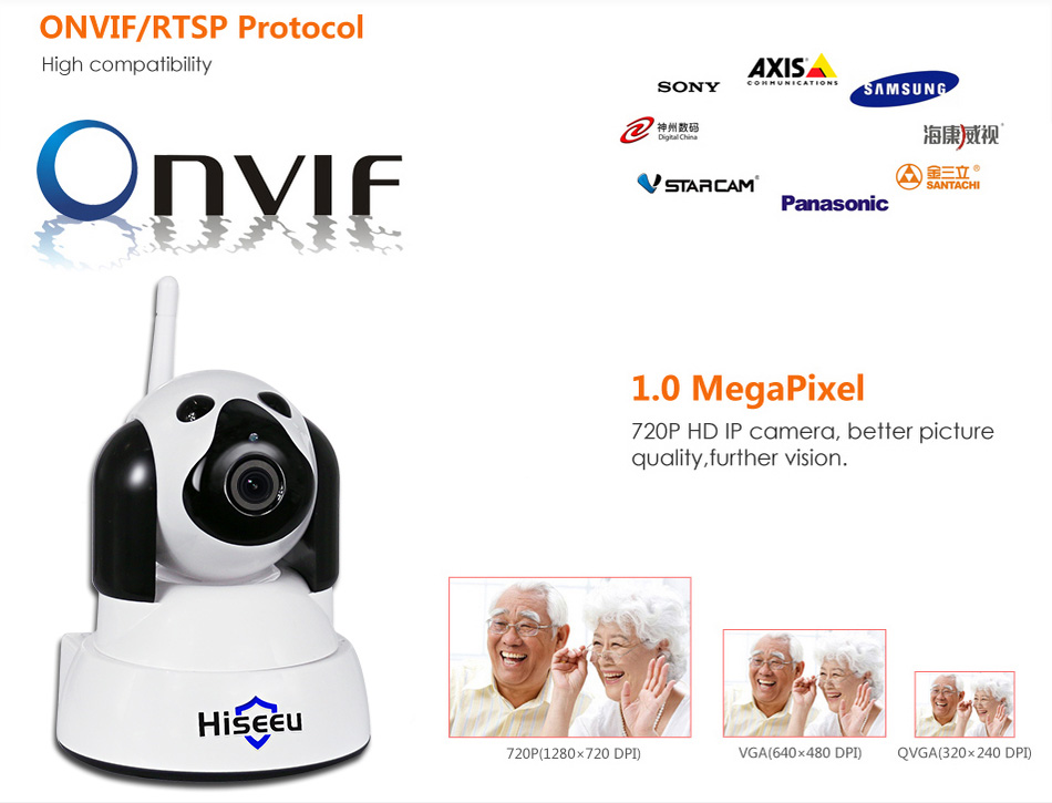 Hiseeu FH4 720P WiFi IP Camera IR-cut CMOS Night Vision Two-way Audio Motion Detection Security Camera -White