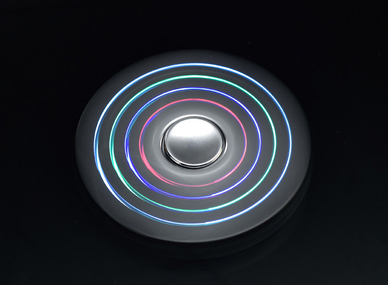 LED Fidget Spinner Cigarette Lighter Zinc Alloy USB Charge Stress Relief Focus Toy - Black