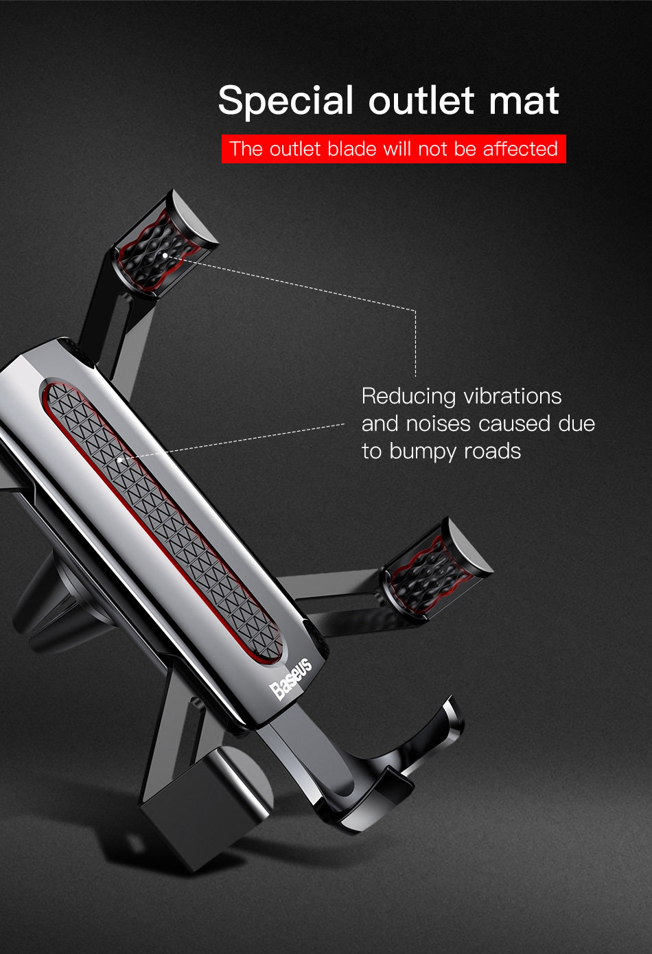 Baseus Gravity Car Phone Holder Bracket Car Air Vent Mount Holder - Silver