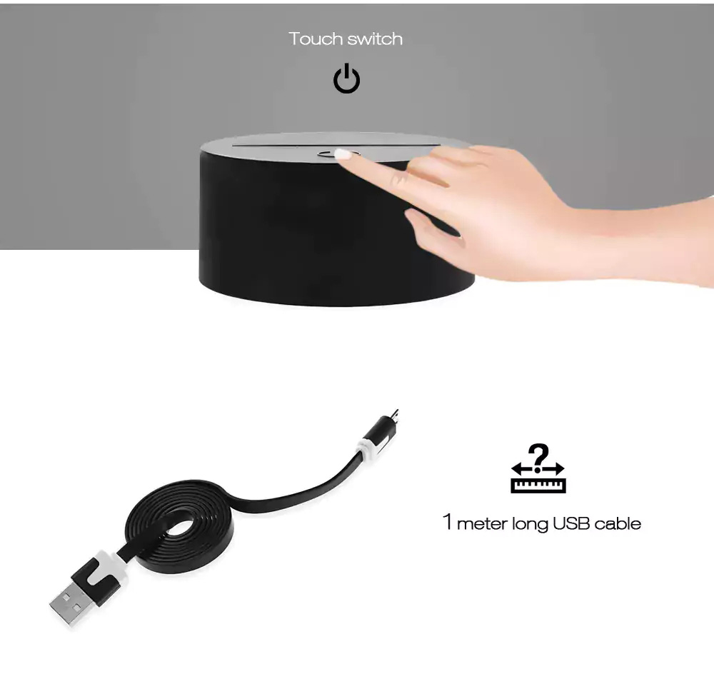 M.Sparkling TD100 Creative 3D LED Lamp USB Touch Light Decoration Light