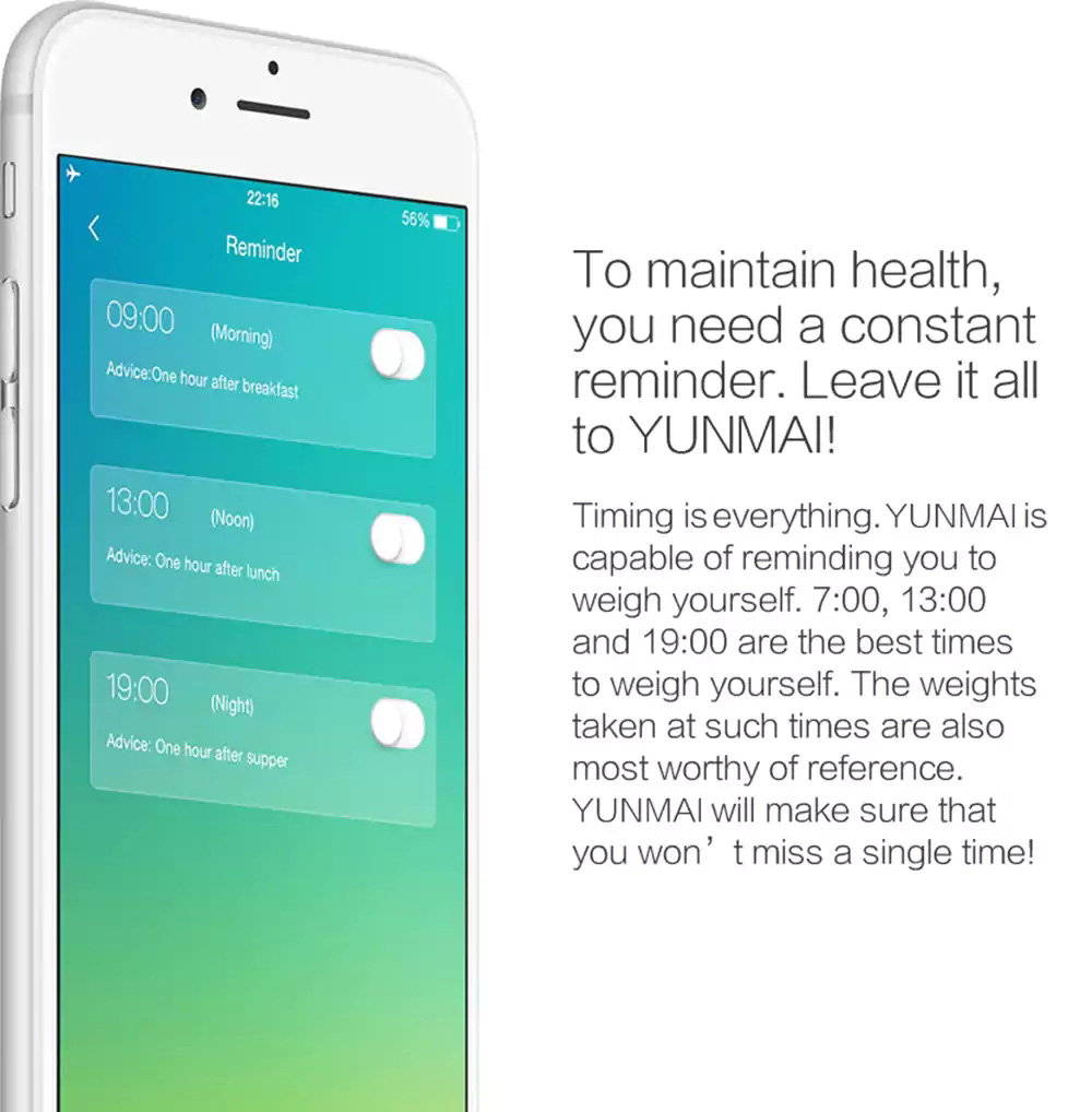 YUNMAI Premium M1301 Smart Body Fat Scale Bluetooth 4.0 APP Control Body Composition Monitor -White