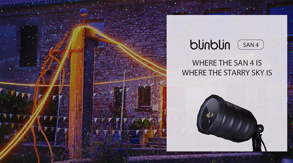 Blinblin San4 Projection Lamp IP65 Waterproof Holiday Dynamic Lamp Garden Decoration LED Light -Black