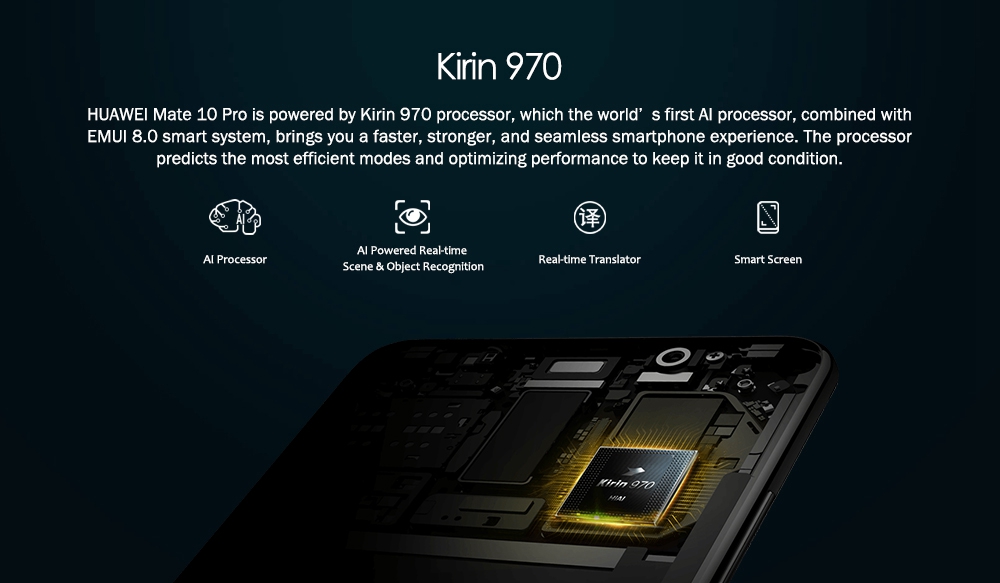 HUAWEI Mate 10 Pro 6.0 Inch Smartphone 2K OLED Full Screen Android 8.0 6GB 64GB Kirin 970 20.0MP + 12.0MP Dual Rear Cam 4000mAh Four-sided Curved Glass Body - Rose Gold