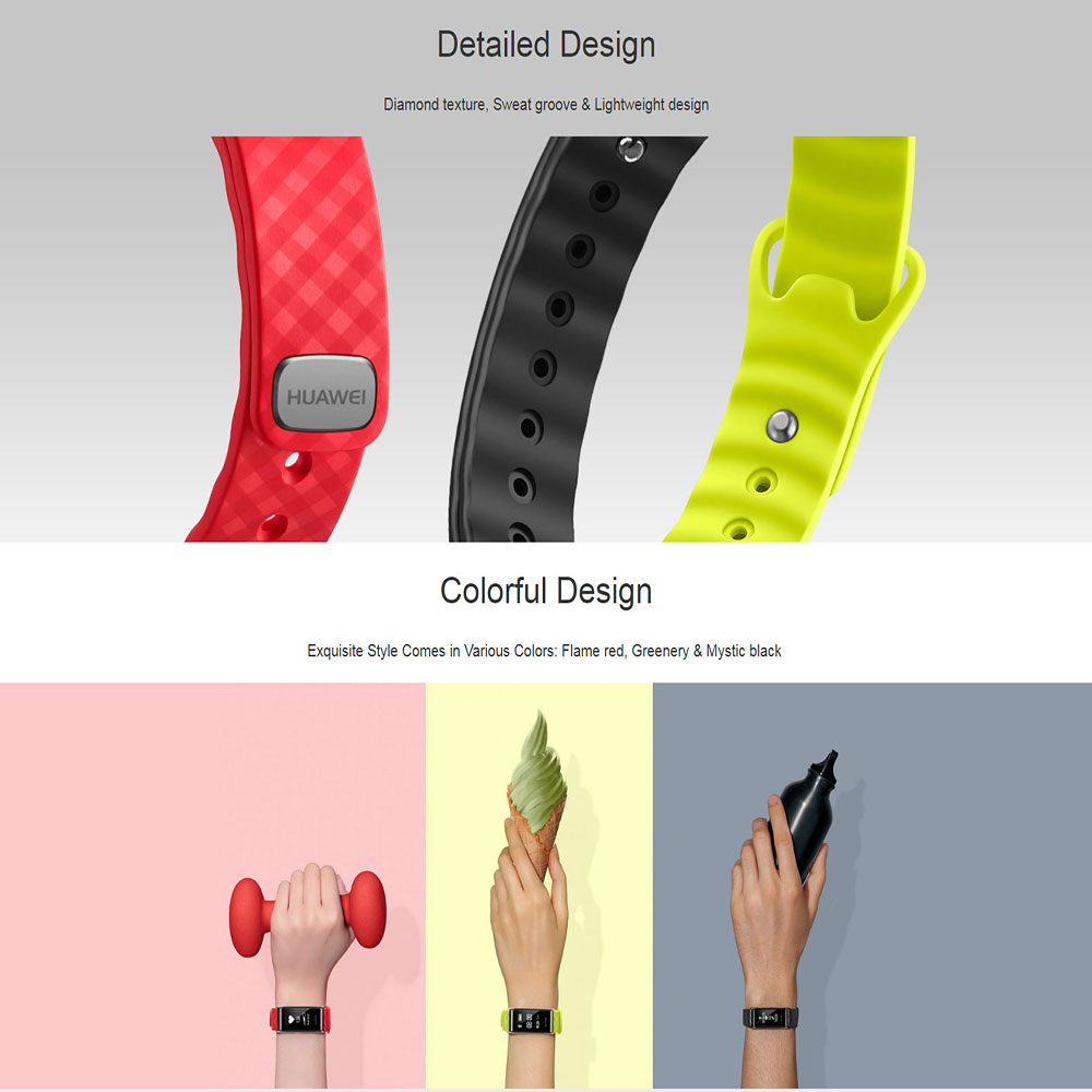 Huawei Honor A2 Smart Wrist Band Heart Rate Monitor Fitness Tracker IP67 Water Resistant Bluetooth Compatible with Android iOS - Red