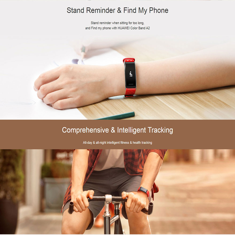 Huawei Honor A2 Smart Wrist Band Heart Rate Monitor Fitness Tracker IP67 Water Resistant Bluetooth Compatible with Android iOS - Red