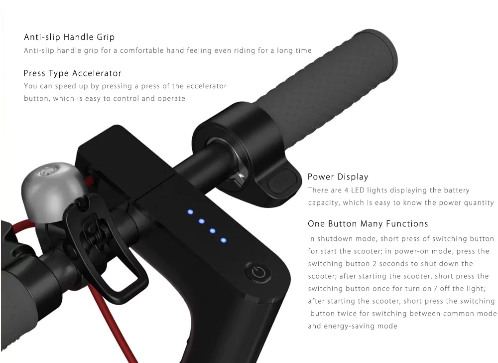 Original Xiaomi Smart Folding Electric Scooter 8.5 inch Tire With Front Rear Lights Dual Brakes Youth Edition - Black