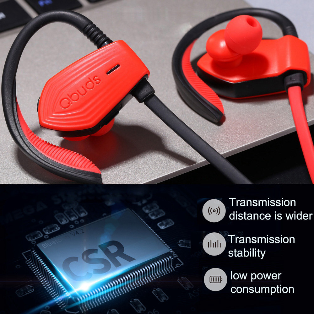 Qbuds SH810 In-ear Bluetooth Sports Earbuds HiFi CVC 6.0 Noise Cancelling - Red