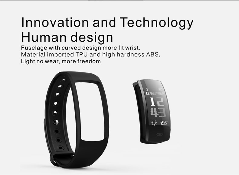 QS 90 Smartband Nordic 52832 Heart Rate Monitor Multi-language Calorie Calculation 0.96' HD OLED Bluetooth 4.0 - Black