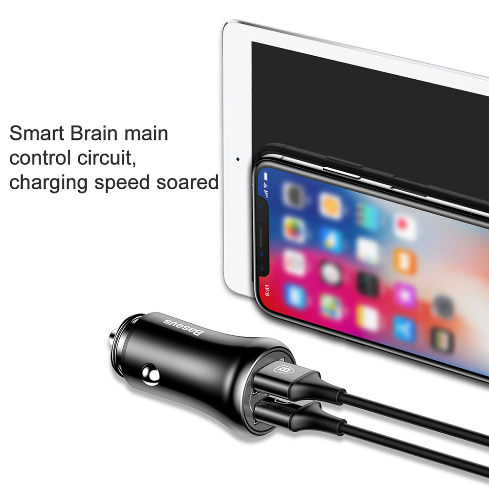 Baseus CCAL-GB09 Car Charger Dual USB Ports 5V 4.8A Metal Safe Charging Widely Compatible - Red