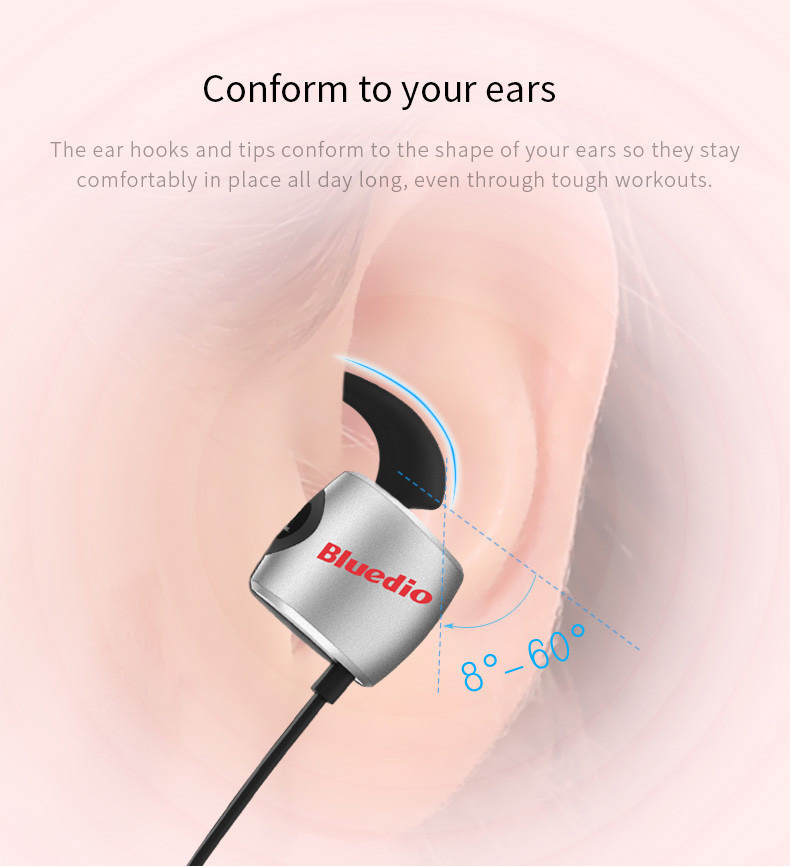 Bluedio TE Wireless Bluetooth Sport Headphones with Mic Double-cavity Sweatproof - Red