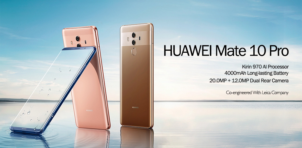 HUAWEI Mate 10 Pro 6.0 Inch Smartphone 2K OLED Full Screen Android 8.0 6GB 64GB Kirin 970 20.0MP + 12.0MP Dual Rear Cam 4000mAh Four-sided Curved Glass Body - Rose Gold