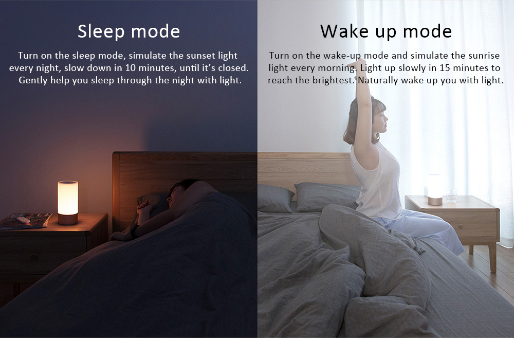 Xiaomi Mijia Bedside Lamp Bluetooth WiFi Connection Touch Control 300Lm 16 Million RGB Color 10W 1700k ~ 6500k - White / Upgraded Version