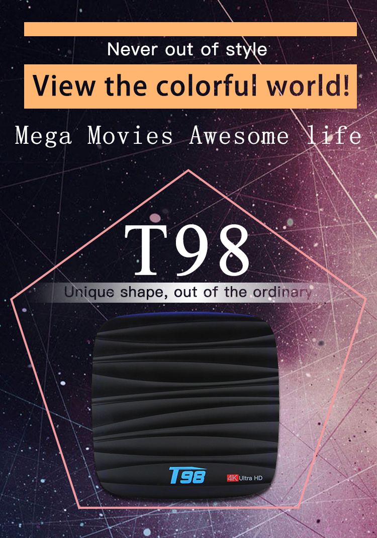 T98 Android 7.1 RK3328 KODI 17.4 1GB/8GB 4K TV BOX WIFI LAN HDMI VP9 H.265 USB3.0 - Black