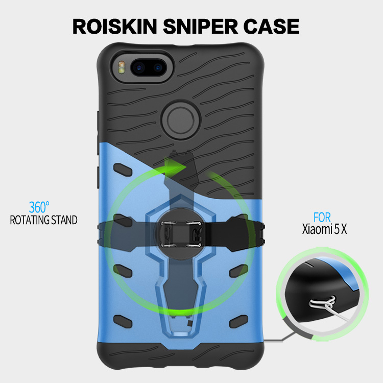 Silver Xiaomi Mi 5X / Mi A1 Case Armour Series 360 Degree Rotating Bracket Stand Cover