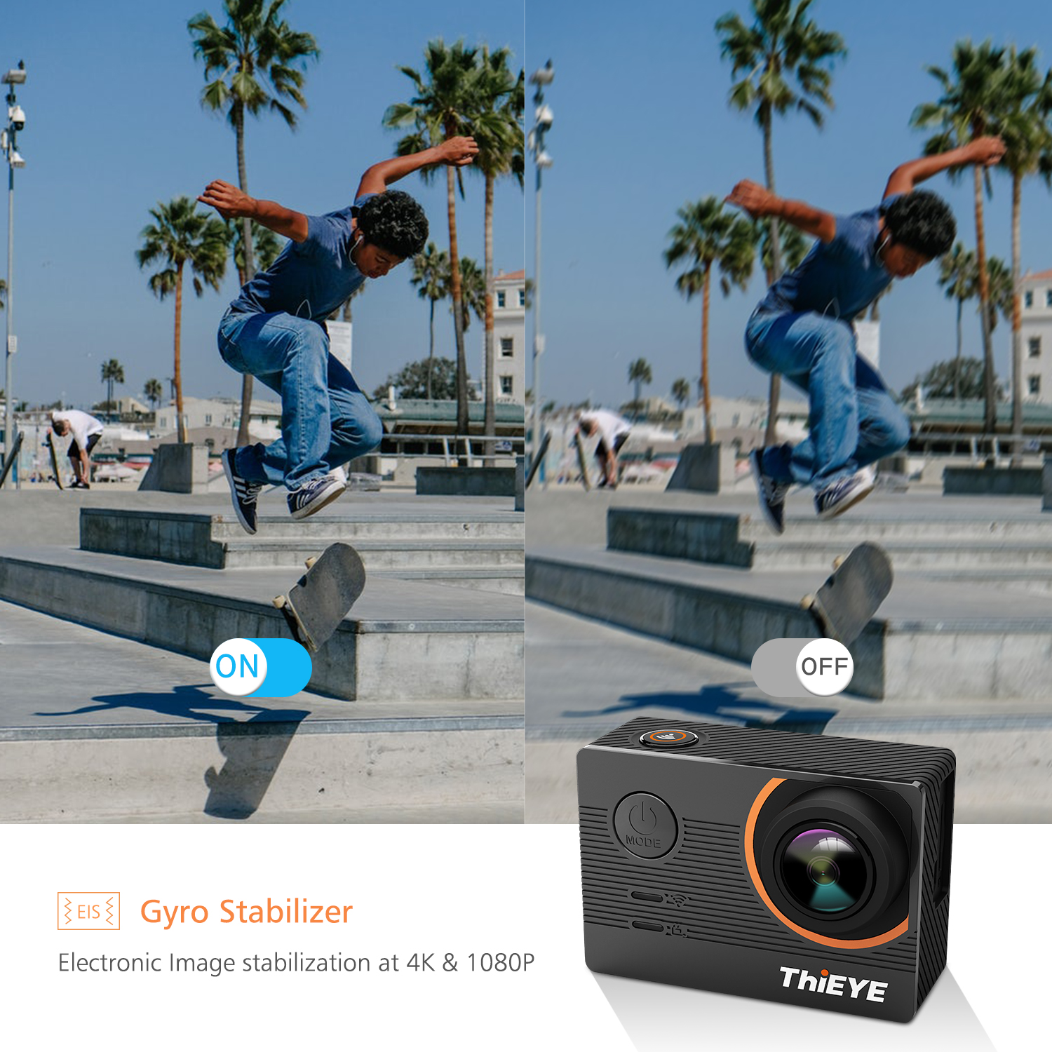 Thieye E7 ICatch V50 Panasonic 34112 2.0 Inch LCD Diving Action Camera Native 4K WiFi 60m Waterproof Voice Control 170 Degrees Wide Angle - Black