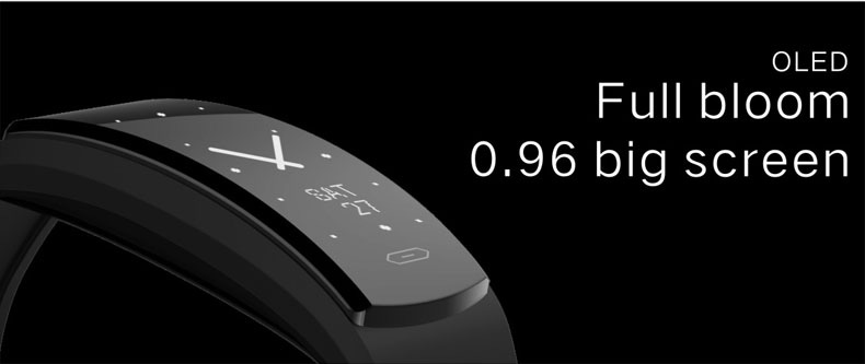 QS 90 Smartband Nordic 52832 Heart Rate Monitor Multi-language Calorie Calculation 0.96' HD OLED Bluetooth 4.0 - Black